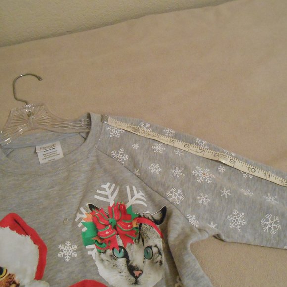 Freeze Flashing Lights Cat Christmas Sweatshirt (Bust 19") - Picture 6 of 10